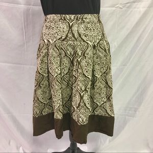 Brown and tan box pleat skirt